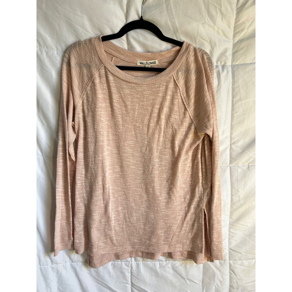 Wallflower Pink Heathered‎ Knit Long Sleeve Side Slit Tunic Top Womens Medium